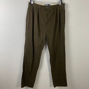 Polo Ralph Lauren Pants Mens 38x36 Olive Green Andrew Pant Pleated Chinos